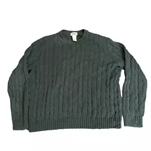 Suéter de Colección LL Bean Fisherman Abuelo Para Hombres Tejido con Cable Verde Cuello Redondo Pullover - Imagen 1 de 7