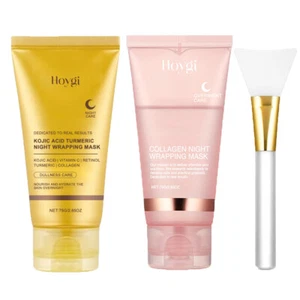 Kojic Acid Turmeric Collagen Night Wrapping Mask Overnight Peel Off Facial Mask - Picture 1 of 26
