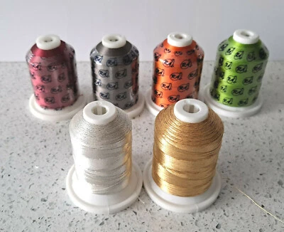  Lot of 6 Robinson-Anton Embroidery Thread Spools 4 New 1100yd & 2 Used 1000 yd - Image 1 of 4