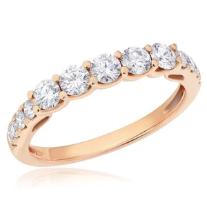 18K ROSE GOLD PAVE ROUND DIAMOND WEDDING BAND RING STACK STACKABLE - Foto 1 di 2