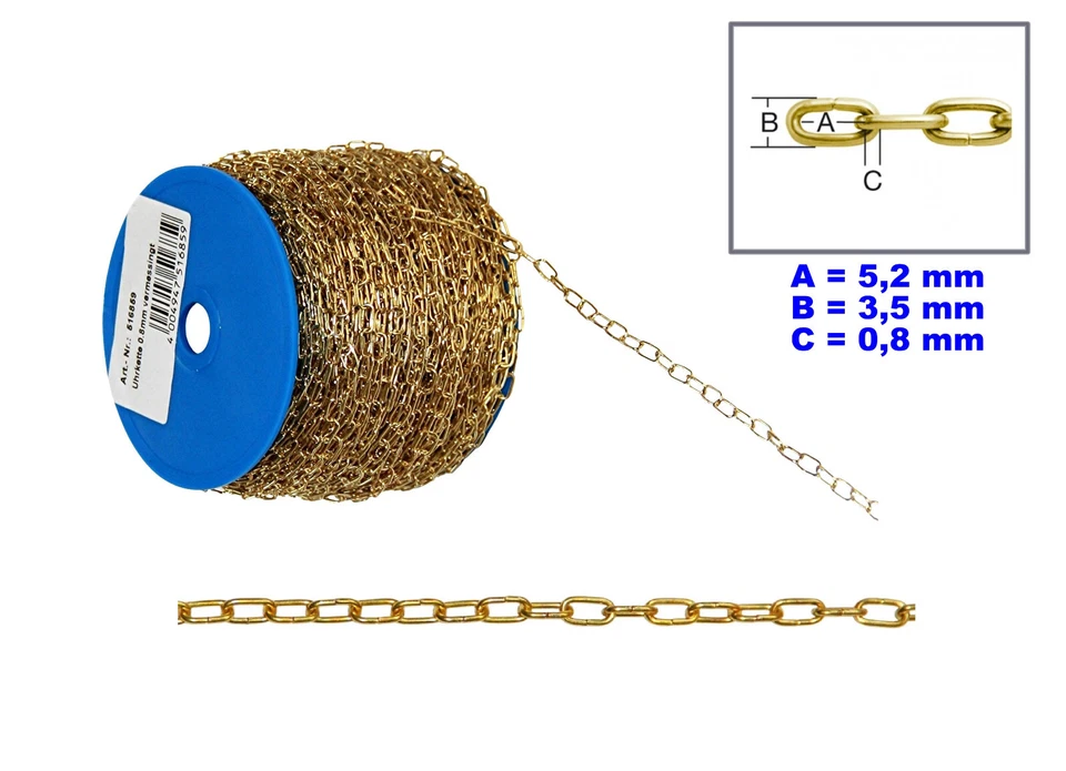 HSI 1 Meter Uhrkette - Forcatkette vermessingt - Nr. 5