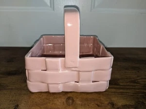 Easter Pink Italian Ceramic Woven Basket VTG Excellent Condition  - Picture 1 of 9