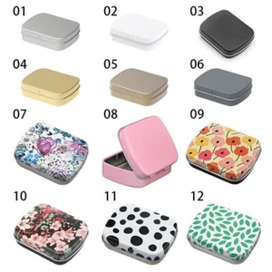 Portable Small Storage Metal Hinged Empty Tins Tin Box Container Kit Container - Picture 1 of 39