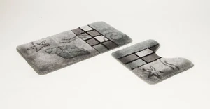 2 teiliges Badematten Set, Badgarnitur," Hamburg", grau mit Ausschnitt - Bild 1 von 3