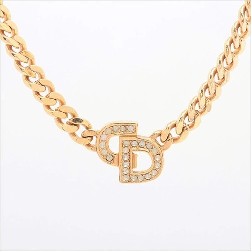 Collana Christian Dior CD Logo Strass Tono Oro Girocollo Accessorio