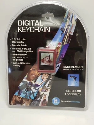 NEW Digital Photo Album With Key Chain Holds 58 images - Full Color Display Red - Image 1 of 4