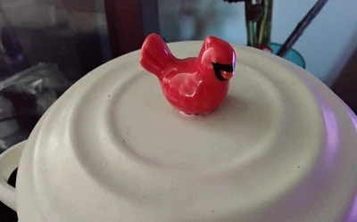 Calentador BRIE con Cardenal. pájaro l en tapa, nuevo, festivo Foto 1 de 4