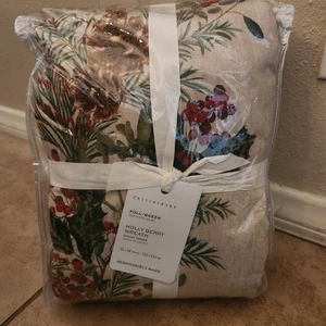 NEW Pottery Barn Holly Berry Wreath Embroidered Full / Queen Duvet Cover - Picture 1 of 5