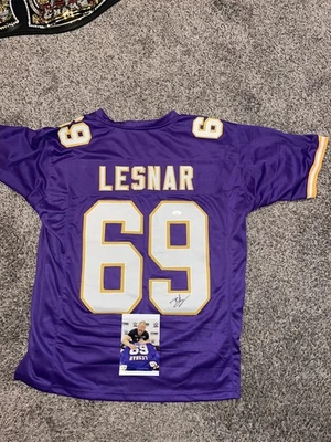 Camiseta autografiada por Brock Lesnar de los Minnesota Vikings de la NFL súper rara foto de prueba JSA Foto 1 de 4