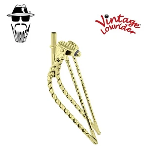 24" ORIGINAL LOWRIDER BENT SQUARE TWISTED BICYCLE SPRING FORK 1 INCH IN GOLD - Picture 1 of 1