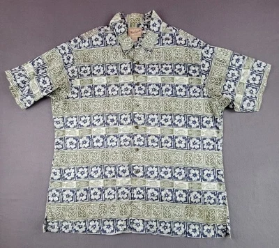 Camisa informal con botones de manga corta floral verde/azul XL Woolrich para hombre Foto 1 de 4