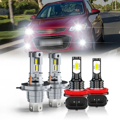 Fit Chevrolet Aveo 2017-2019 LED Headlight High Low Beam Fog Light Combo Kit - Image 1 of 4