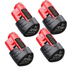 4 Pack for Milwaukee 48-11-2420 M-12 LITHIUM XC 3.5Ah 12 Volt Compact Battery