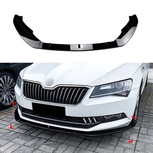 1Satz Front stoßstange Spoiler Lip Für Skoda Superb B8 2016-2018 Glanz Schwarz - Picture 1 of 9
