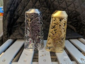  2 Bath & Body Works Silver & Gold Metal Soap Dispenser Sleeve Cover 