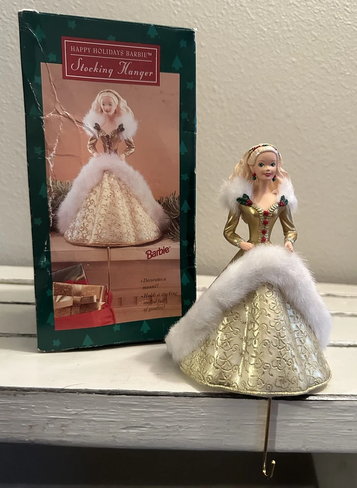 Happy Holidays Barbie Stocking Hanger - 1995 Hallmark Mattel XSH3119