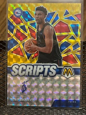 TONY BRADLEY 2020-21 PANINI MOSAIC SCRIPTS #50 76ERS PRIZM AUTOGRAPH AUTO INSERT - Image 1 of 2