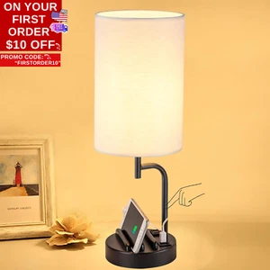 Touch Control USB Table Lamp, Upgraded 3-Way Dimmable Bedside Desk Lamp with USB - Picture 1 of 12