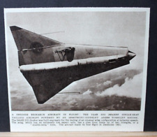 1955 PHOTO PRINT 'THE SAAB 210 "DAKEN" SWEDISH RESEARCH AIRCRAFT' 4.25 x 4.5"
