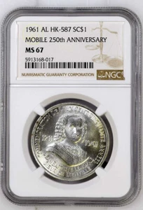 1961 HK-587 Silver So Called Dollar - NGC MS 67 Mobile Alabama 250th Anniversary - Picture 1 of 12