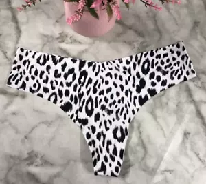 NEW VICTORIA'S SECRET NO-SHOW THONG PANTY WHITE CHEETAH ANIMAL PRINT SIZE XL - Picture 1 of 6