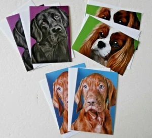 6 HUNDELIEBHABER BLANKO INNEN GRUSSKARTEN 3 DESIGNS ~ NEU - Bild 1 von 4