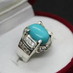 Natural Neshapuri Feroza Firoza Turquoise Handmade Ring for Men & Women - Picture 1 of 9