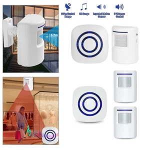 Plug In Wireless PIR Motion Sensor Alarm Detector Door Chime for Shop Garage Kit - Picture 1 of 14