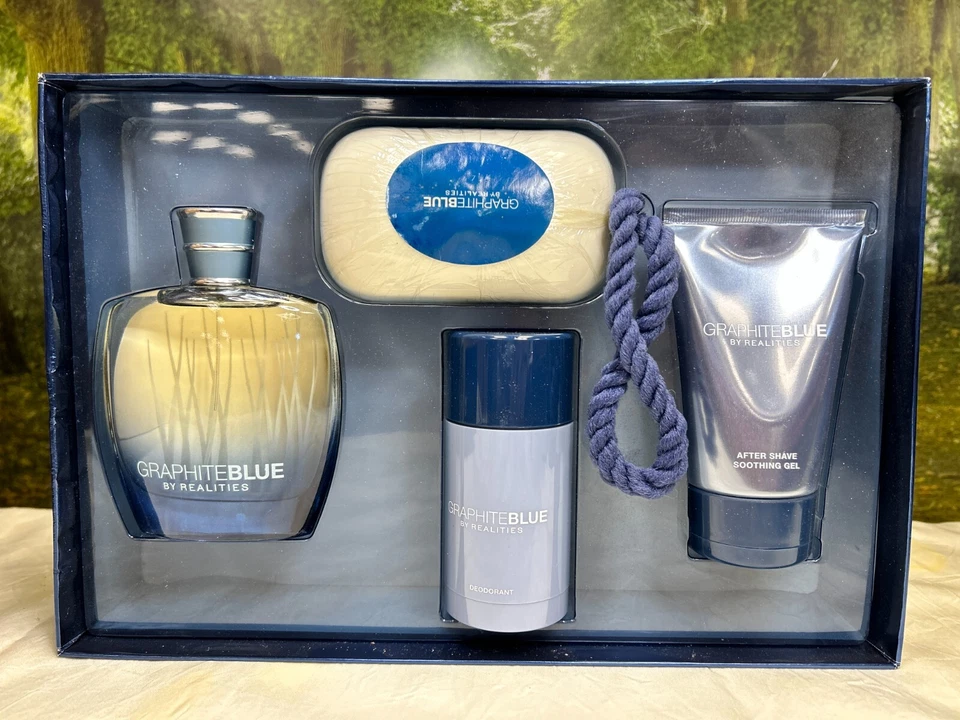 REALITIES 石墨蓝色 100 毫升彩色/ 125 毫升 AFTERSHAVE/ 75G DEODORANT/220G 香皂 — 第 1/4 张图片