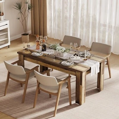 Mesa de comedor rústica de granja para mesa de comedor de cocina de 4-6 pulgadas (sin sillas) Foto 1 de 4