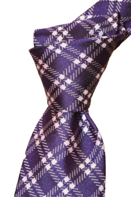 $250 NUEVO SIN ETIQUETAS TOM FORD Púrpura Overcheck Hombre 3.9" Tejido Seda Cuello Corbata Italia Foto 1 de 4
