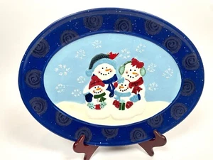 "Große Keramik Weihnachten Schneemann Platte | Schlittenglocke Bistro 16"" x 12""" - Bild 1 von 8