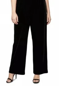 Karen Kane Plus Size 1X Black Stretch Velvet Velour Pants, Retail $91 - Picture 1 of 4