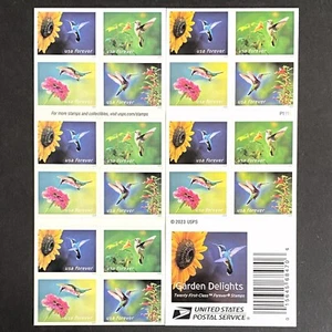 USA 2024 Stamps MNH Booklet Forever Garden Delight Hummingbird Birds Flowers US. - Picture 1 of 6
