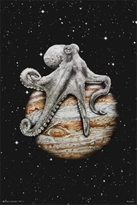 CEFALÓPODO CELESTIAL ~ PULPO A CABALLO ENTRE JÚPITER ~ 24x36 PÓSTER DE HUMOR - Imagen 1 de 1