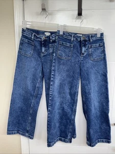 2 Pair Of Girls Size 10 Crewcuts Jeans Wide Leg EUC - Picture 1 of 10