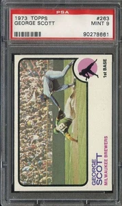 1973 TOPPS #263 GEORGE SCOTT PSA 9 BREWERS *B73343 - Picture 1 of 2
