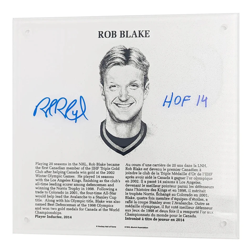 Placa autografada por Rob Blake NHL Legends HOF - Imagem 1 de 1