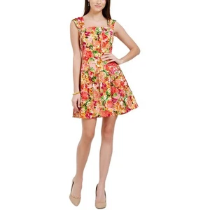 Vince Camuto Womens Pink Printed  Fit & Flare Dress 14 BHFO 1242 - Picture 1 of 3