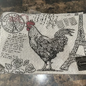 Set of 4 Tapestry Rooster Placemats Woven Chicken French Country Farm Cottage - Picture 1 of 4