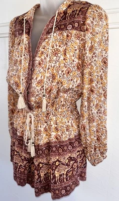 Spell & The Gypsy Collective Spice Sundown 花卉棉骆驼波西米亚连身裤 S 码 — 第 1/4 张图片