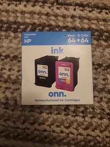 Onn HP 64XL Czarny 64XL Kolorowy 2-pak wkład atramentowy i trójkolorowy fabrycznie nowy - Zdjęcie 1 z 3