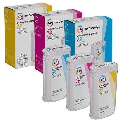 LD 3PK Replacements Fits for HP 72 Ink Cartridges High Yield Cyan Magenta Yellow - Image 1 of 4