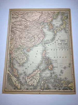 Mapa de China y Lejano Oriente 1903 para 1903 Peerless New World Atlas VER DESCRIPCIÓN Foto 1 de 2