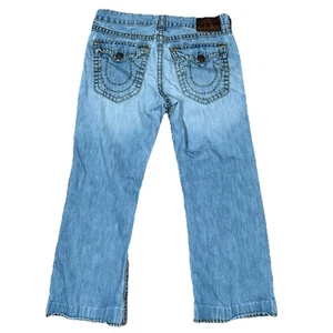 True Religion Jeans Billy Super T 38x29 Thick Stitch Flap Pocket Hemmed Distress - Picture 1 of 12