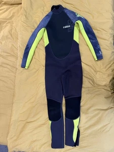 C-Skins Junior Element Wetsuit 3-2mm Back Zip Cyan-Yellow-Navy, Size JXL - Picture 1 of 23