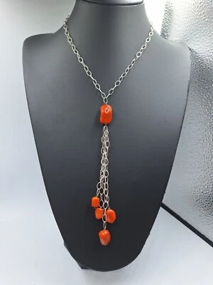 collana donna vero corallo rosso di Sardegna naturale e argento 925 Oro Bianco  - Immagine 1 di 4