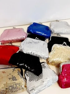 Coin Purses Sequin Mini Wallets Bag Pouches Colorful 12 Pieces Part Favors New - Picture 1 of 6
