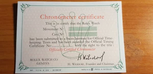 Rolex Cronometer certificate vintage 1956 english no. RP.1174.X.56-20 000 M - Picture 1 of 2