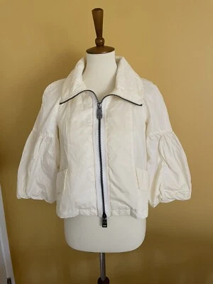 Chaqueta Burberry NUEVA CON ETIQUETAS (defectos) blanca/marfil de nailon manga abullonada 3/4 cremallera-4 de gran tamaño Foto 1 de 4